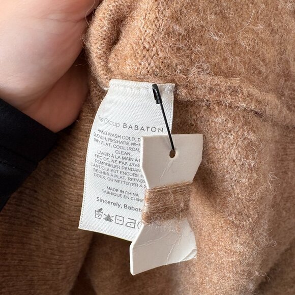 Aritzia The Group by Babaton Thurlow Wool Knit Sweater Crewneck BrownTan Small - Picture 7 of 8